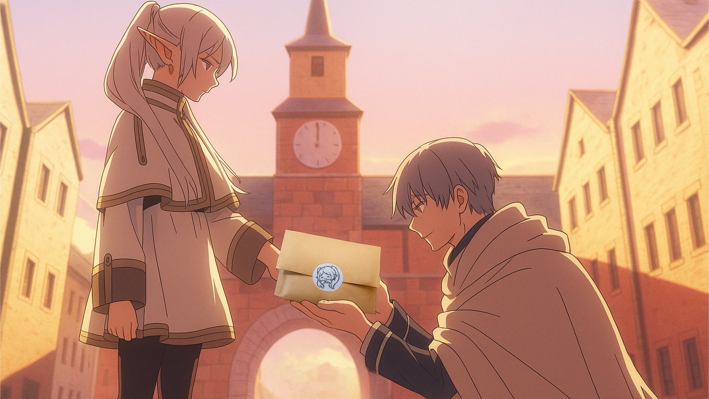 Frieren: Beyond Journey’s End Frieren & Himmel Funny Kiss Keychain Set, Anime Cards, Stickers,Keychain