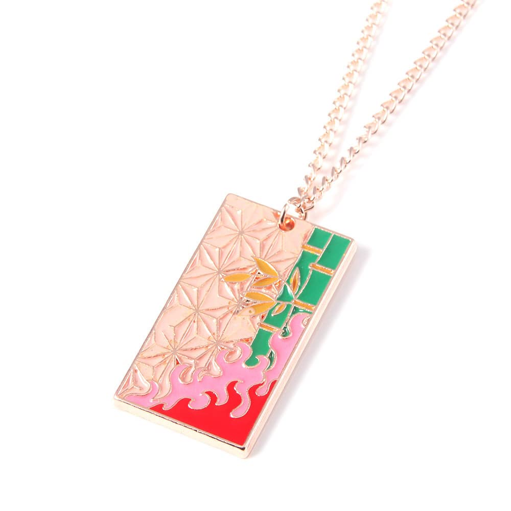Anime-Inspired Metal Necklace – Slayer Corps Tanjiro Kamado Inosuke Hashibira Flame Hashira Theme Fashion Jewelry Gift for Fans & Cosplay