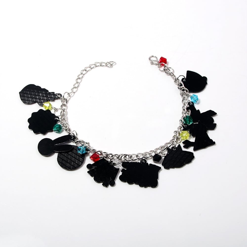 The Amazing Digital Circus Charm Bracelet - TADC Pomni, Jax & Caine Enamel Wristlet - Silver-Tone Metal Jewelry with Character Pendants & Colorful Beads - Gift for Teens & Fans