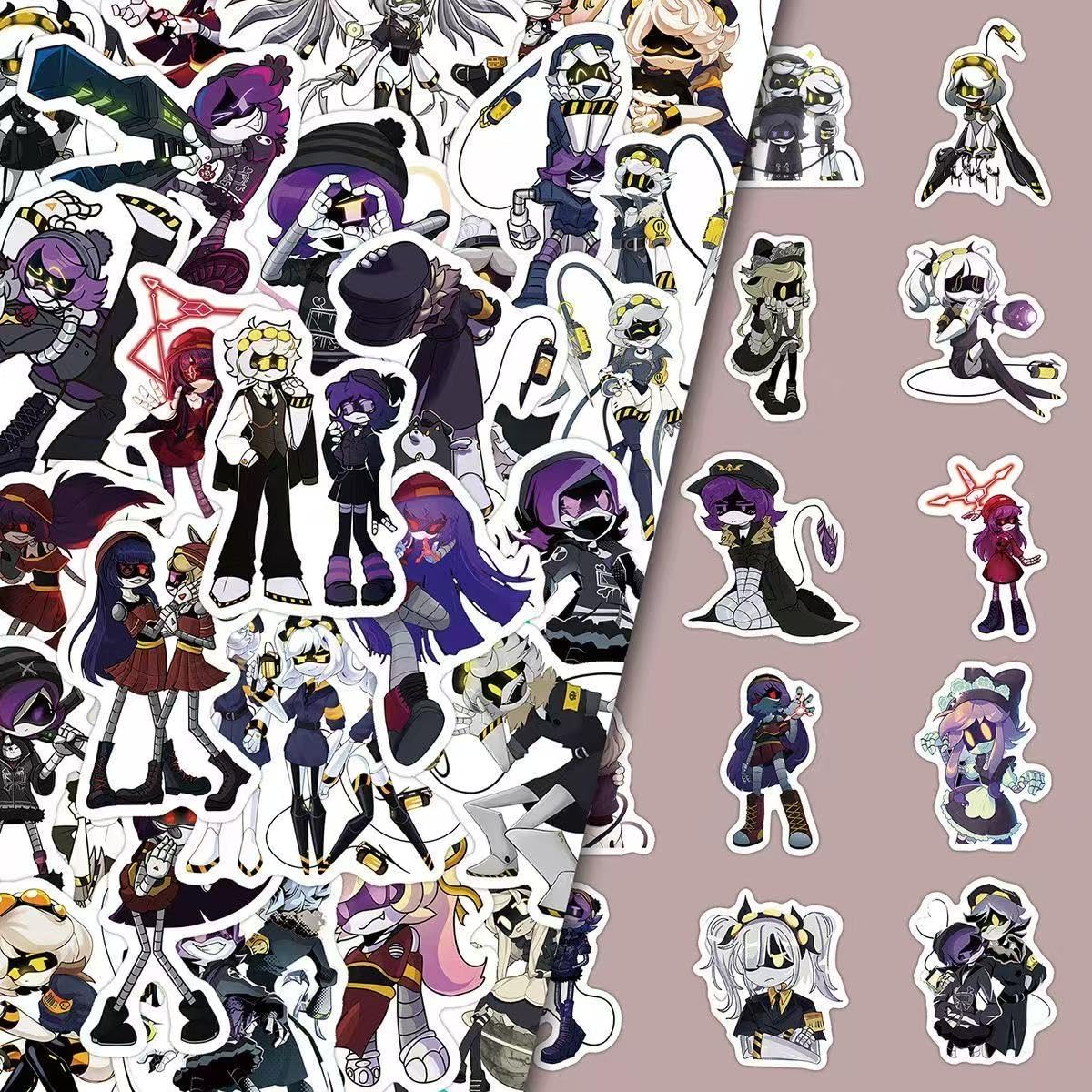 Murder Drones Sticker Pack - 50Pcs MD Vinyl Decals - Uzi, N, V & Maid Version Cyn Stickers - Waterproof Laptop & Water Bottle Decor - Indie Animation Merch Set