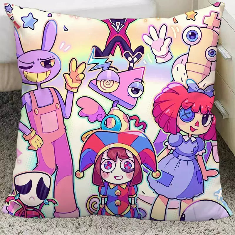 The Amazing Digital Circus Throw Pillow Cases - TADC Pomni & Jax Decorative Cushion Covers - Soft HD Print Pillowcases for Sofa & Bedroom Decor - Multiple Styles