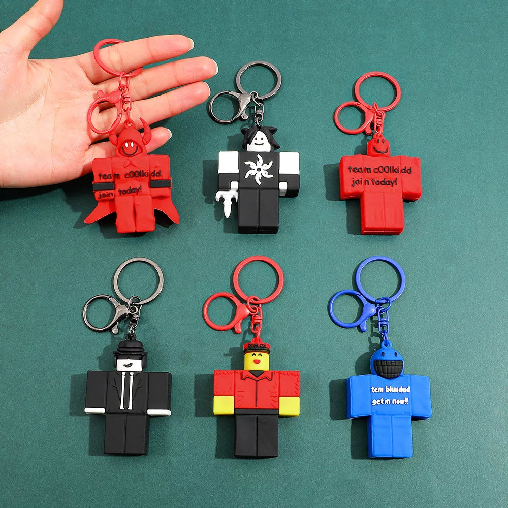 Forsaken Chance Roblox Hacker Myth Keychains - Team c00lkid & Bluudud 3D Silicone Charms - Retro Roblox Creepypasta Avatars - Blocky Aesthetic Bag Accessories for Fans