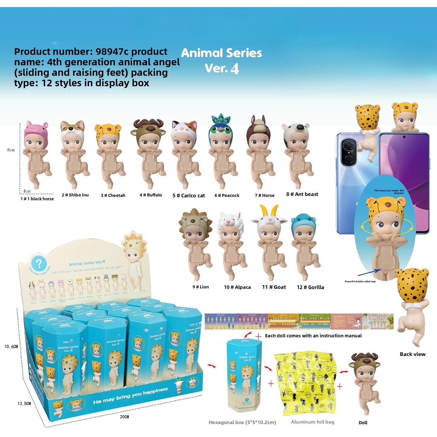 Angel Resting Pose Blind Box – Sonny Bug's Word Series,Kawaii Desk Decor Figure,Cute Cupid Desk Ornament & Phone Decoration Anime-Style Collectible Figure Toy Gift