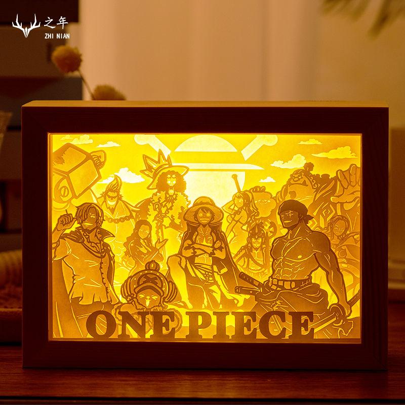 One Piece 3D Paper Carving USB Lamp - Luffy, Zoro, Ace, Nika Form, Creative Gift for Men, Premium Birthday Decoration