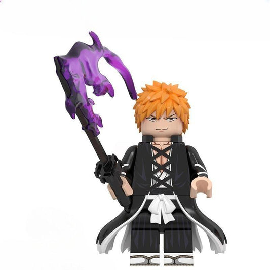 Ichigo Kurosaki Bleach Soul Reaper Inspired Brick Figure – Orange-Haired Swordsman Mini Toy Compatible with Major Blocks