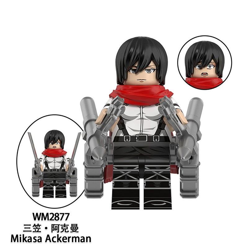 Scout Regiment Brick Minifigure Set – Mikasa, Levi, Armin & Hange Giant Hunter Building Blocks, Anime Gift