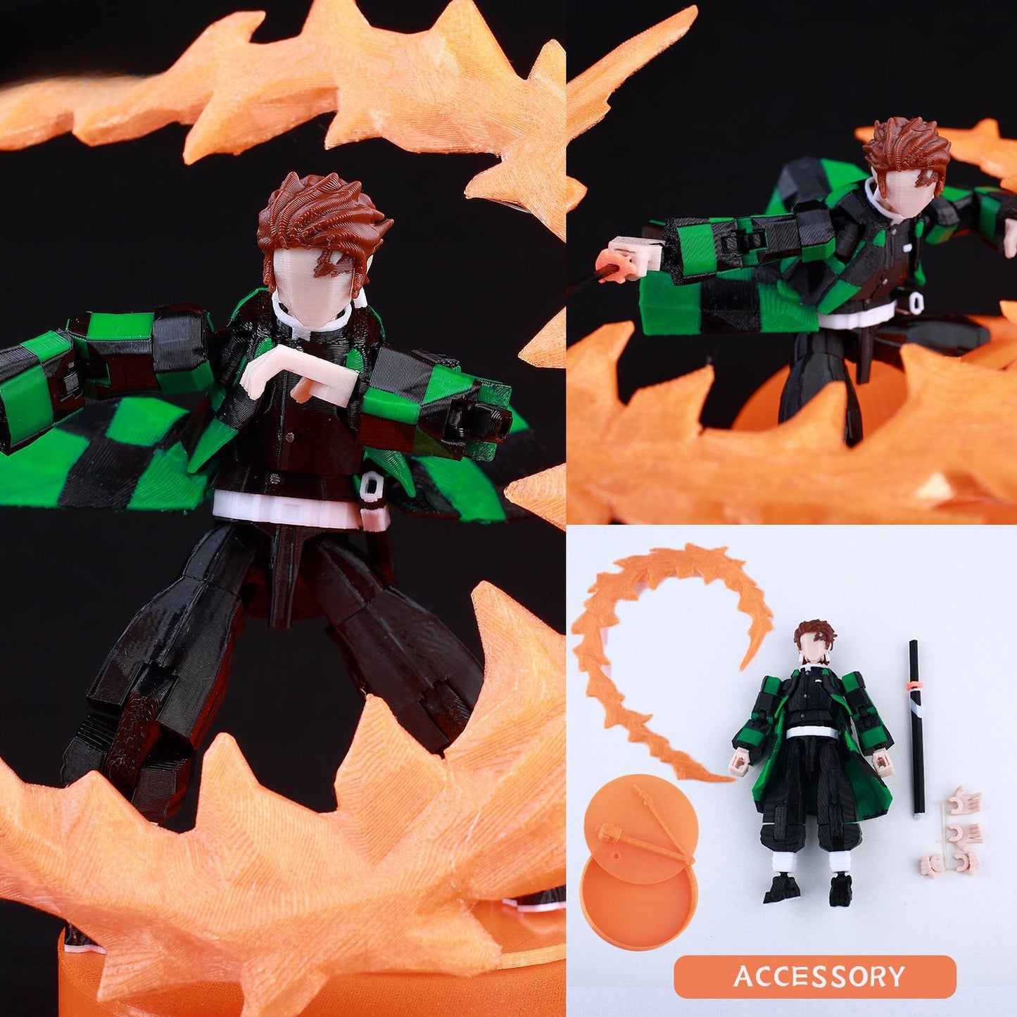 3D Printed Multi-Jointed Action Figure – Demon SlayerTanjiro Inspired Poseable Anime Model, Movable Collectible Gift