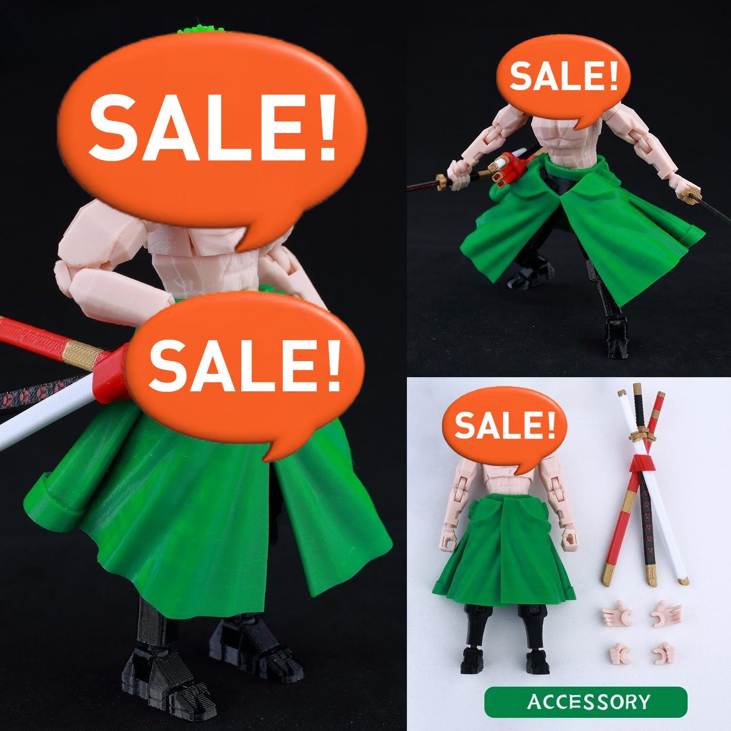 3D Printed Multi-Jointed Action Figure – Demon SlayerTanjiro Inspired Poseable Anime Model, Movable Collectible Gift