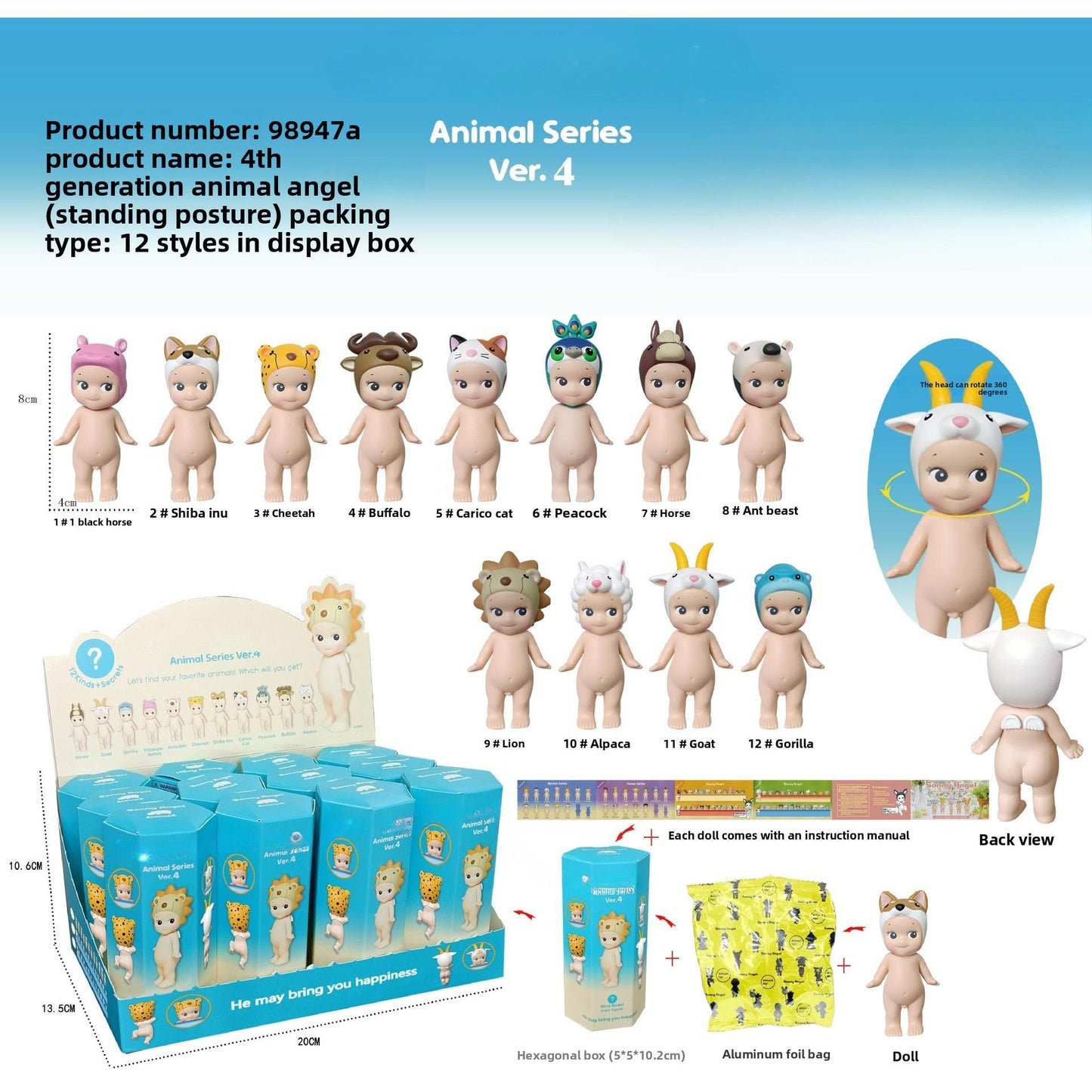 Angel Resting Pose Blind Box – Sonny Bug's Word Series,Kawaii Desk Decor Figure,Cute Cupid Desk Ornament & Phone Decoration Anime-Style Collectible Figure Toy Gift