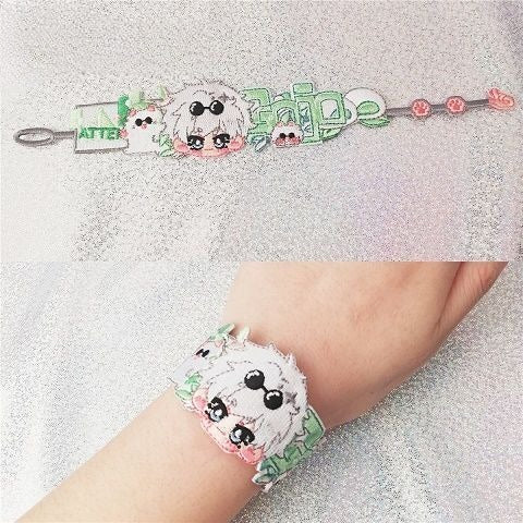 Jujutsu Kaisen Chibi Embroidered Bracelet - Sorcerer Adjustable Wristband