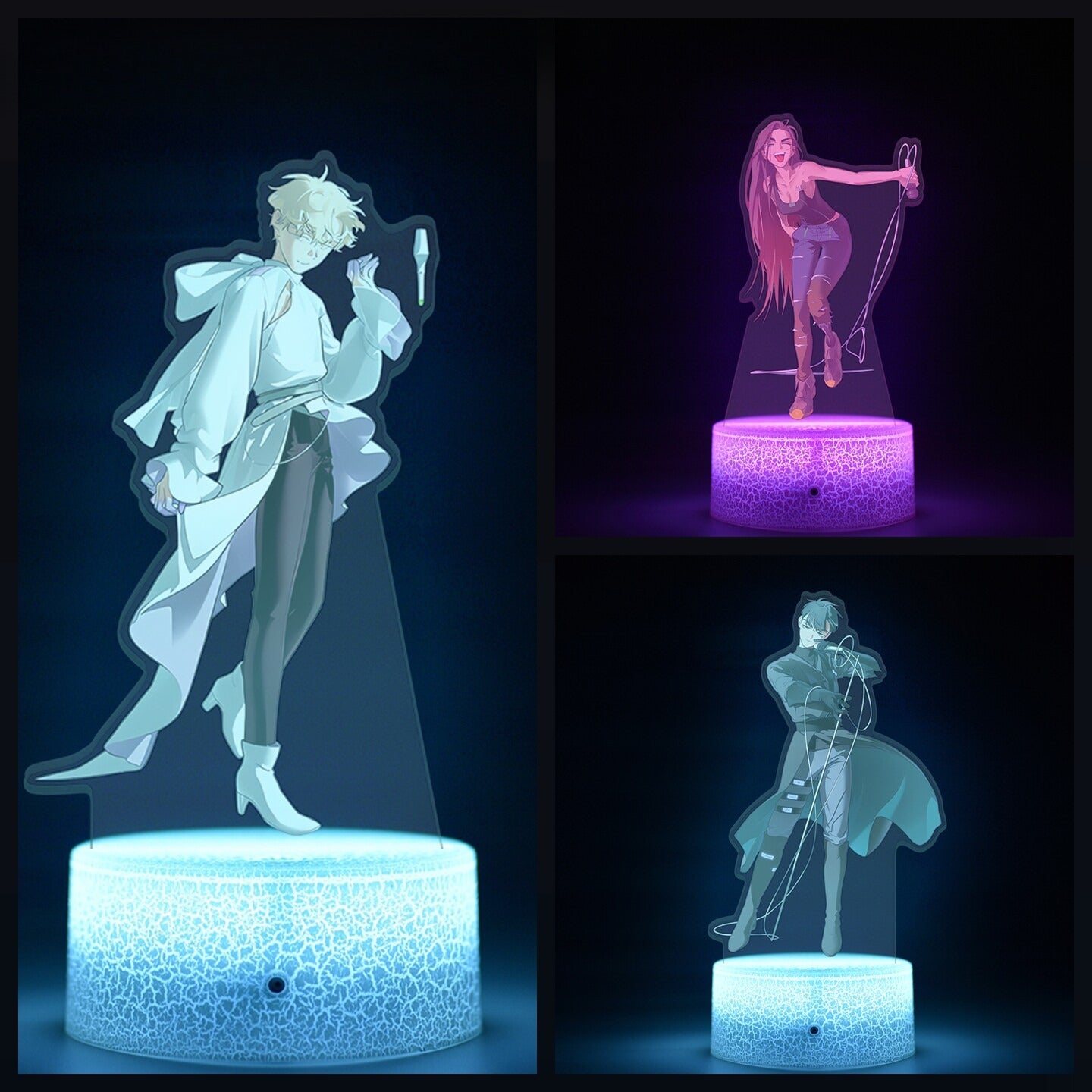 Alien Stage 3D LED Illusion Night Light - 16-Color Remote Control Acrylic Lamp - ALNST Till Mizi Ivan Stage Performance & Cute Onesie Desk Mascot