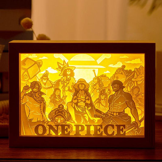 One Piece 3D Paper Carving USB Lamp - Luffy, Zoro, Ace, Nika Form, Creative Gift for Men, Premium Birthday Decoration