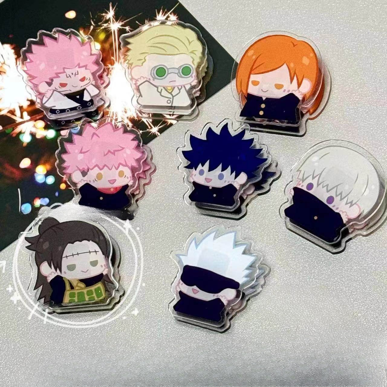 Jujutsu Kaisen Chibi Acrylic Paper Clip - Kawaii Sorcerer Stationery Clamp