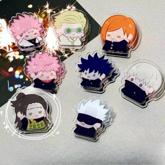 Jujutsu Kaisen Chibi Acrylic Paper Clip - Kawaii Sorcerer Stationery Clamp