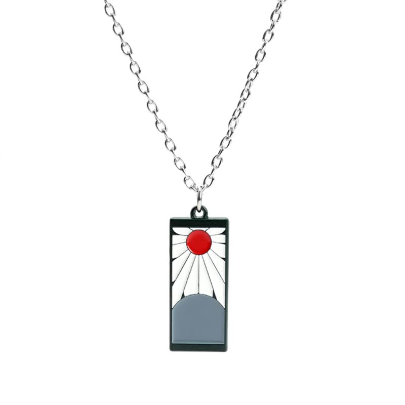 Anime-Inspired Metal Necklace – Slayer Corps Tanjiro Kamado Inosuke Hashibira Flame Hashira Theme Fashion Jewelry Gift for Fans & Cosplay
