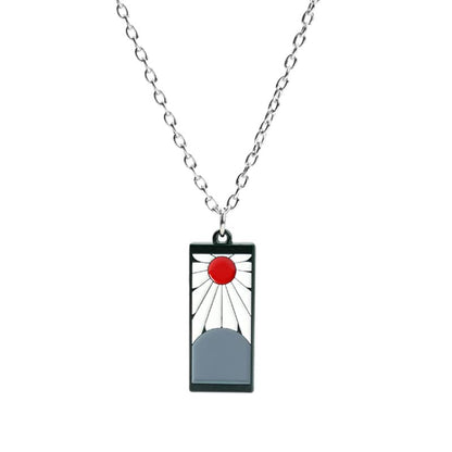Anime-Inspired Metal Necklace – Slayer Corps Tanjiro Kamado Inosuke Hashibira Flame Hashira Theme Fashion Jewelry Gift for Fans & Cosplay