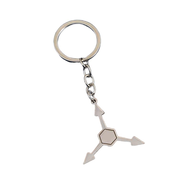 Murder Drones Absolute Solver Metal Keychain - MD Uzi & Cyn Inspired 3-Way Arrow Charm - Silver Zinc Alloy Pendant for Backpacks - Indie Animation Fan Accessory