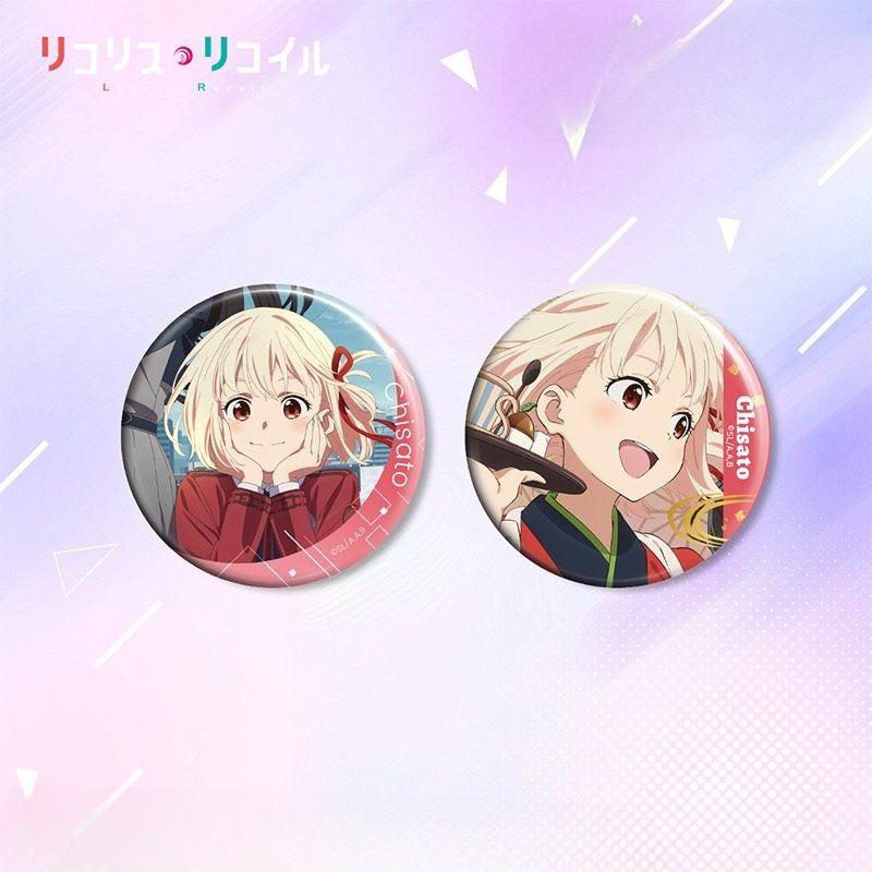 Lycoris Recoil Blind Box Sweetheart 75mm Badge Set – Chisato Nishikigi & Takina Inoue Anime Gift Pins