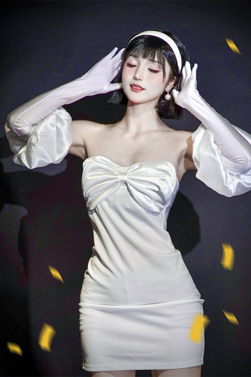 Alien Stage Sua Cosplay Costume & Wig Set - Round 1 Sweet Dream Performance Dress - ALNST Black with Layered Teal Under-Dye Bob Wig Full Outfit