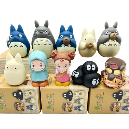 My Neighbor Totoro Mystery Blind Box - Finger Puppet Series Mini Figure - Kawaii Chibi Mei Catbus Soot Sprite Car Dashboard Ornament Gift