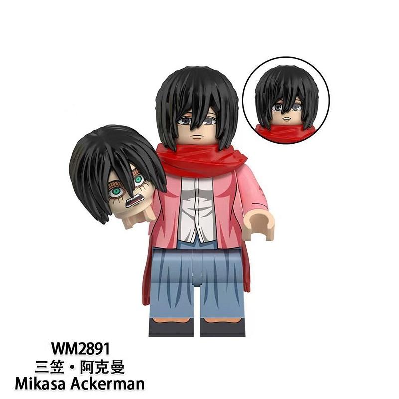 Scout Regiment Brick Minifigure Set – Mikasa, Levi, Armin & Hange Giant Hunter Building Blocks, Anime Gift
