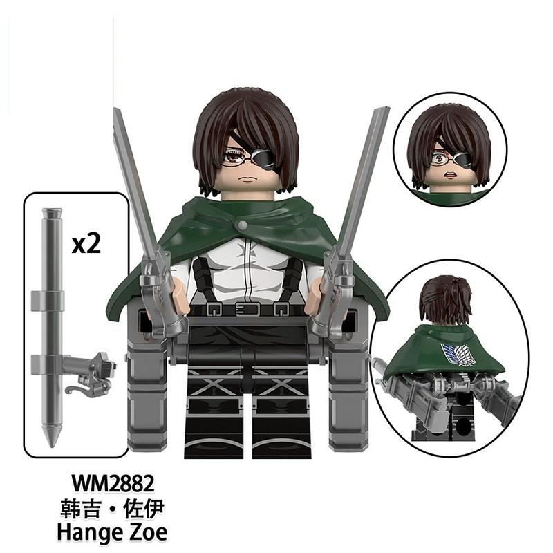 Scout Regiment Brick Minifigure Set – Mikasa, Levi, Armin & Hange Giant Hunter Building Blocks, Anime Gift