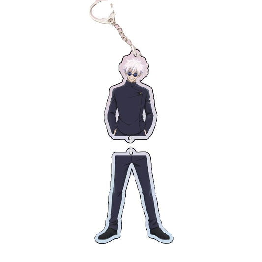 Creative Gojo Satoru Waist-Split JJK Keychain – Handmade Anime Pendant Gift for Friends