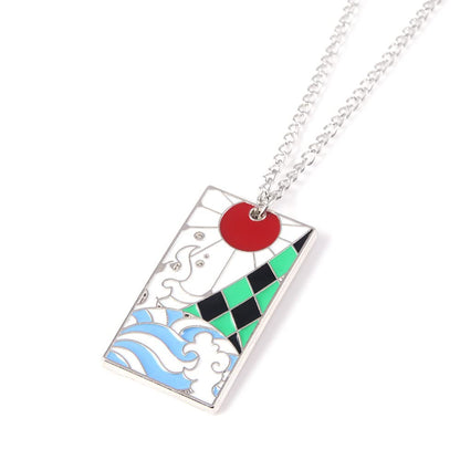 Anime-Inspired Metal Necklace – Slayer Corps Tanjiro Kamado Inosuke Hashibira Flame Hashira Theme Fashion Jewelry Gift for Fans & Cosplay