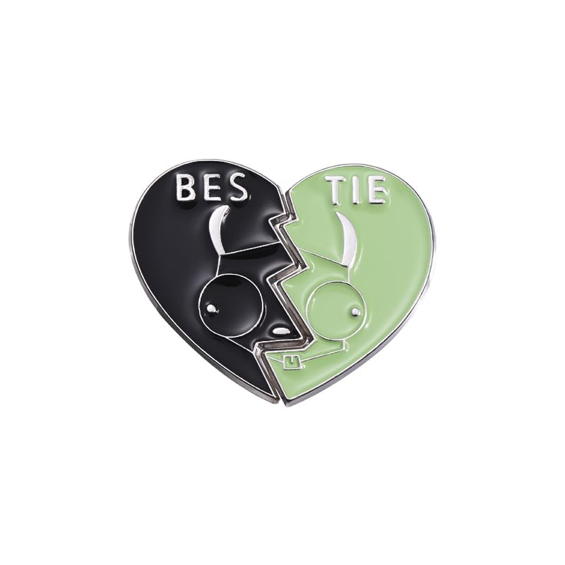 Alien Invader 9Pcs Invader Zim GIR Enamel Pins Set - GIR Dog Suit & Robot Lapel Badges - BESTIE Split Heart Friendship Pins - Alt Goth Y2K Nostalgia Jewelry