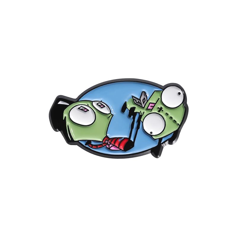 Alien Invader 9Pcs Invader Zim GIR Enamel Pins Set - GIR Dog Suit & Robot Lapel Badges - BESTIE Split Heart Friendship Pins - Alt Goth Y2K Nostalgia Jewelry