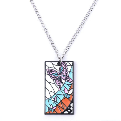 Anime-Inspired Metal Necklace – Slayer Corps Tanjiro Kamado Inosuke Hashibira Flame Hashira Theme Fashion Jewelry Gift for Fans & Cosplay