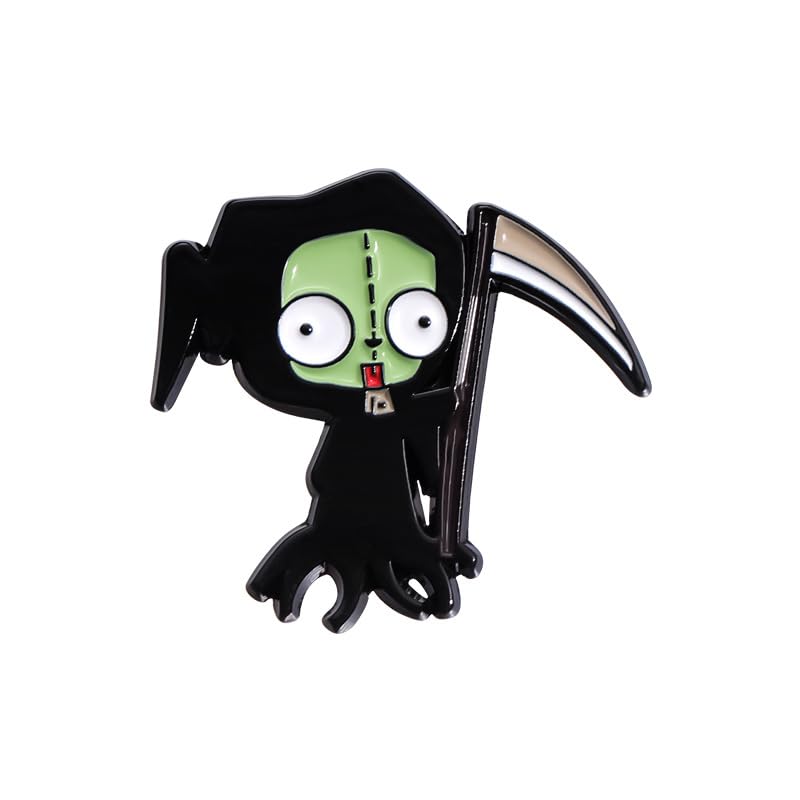 Alien Invader 9Pcs Invader Zim GIR Enamel Pins Set - GIR Dog Suit & Robot Lapel Badges - BESTIE Split Heart Friendship Pins - Alt Goth Y2K Nostalgia Jewelry