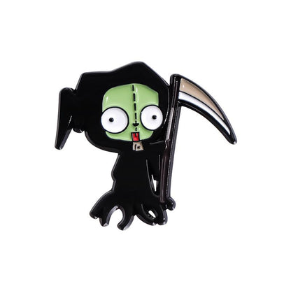Alien Invader 9Pcs Invader Zim GIR Enamel Pins Set - GIR Dog Suit & Robot Lapel Badges - BESTIE Split Heart Friendship Pins - Alt Goth Y2K Nostalgia Jewelry