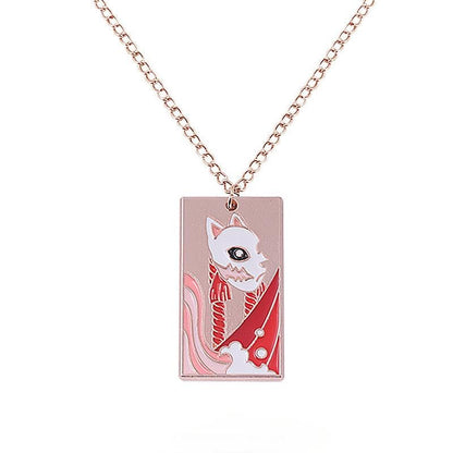 Anime-Inspired Metal Necklace – Slayer Corps Tanjiro Kamado Inosuke Hashibira Flame Hashira Theme Fashion Jewelry Gift for Fans & Cosplay