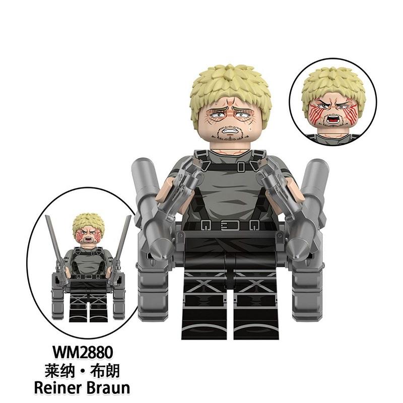 Scout Regiment Brick Minifigure Set – Mikasa, Levi, Armin & Hange Giant Hunter Building Blocks, Anime Gift