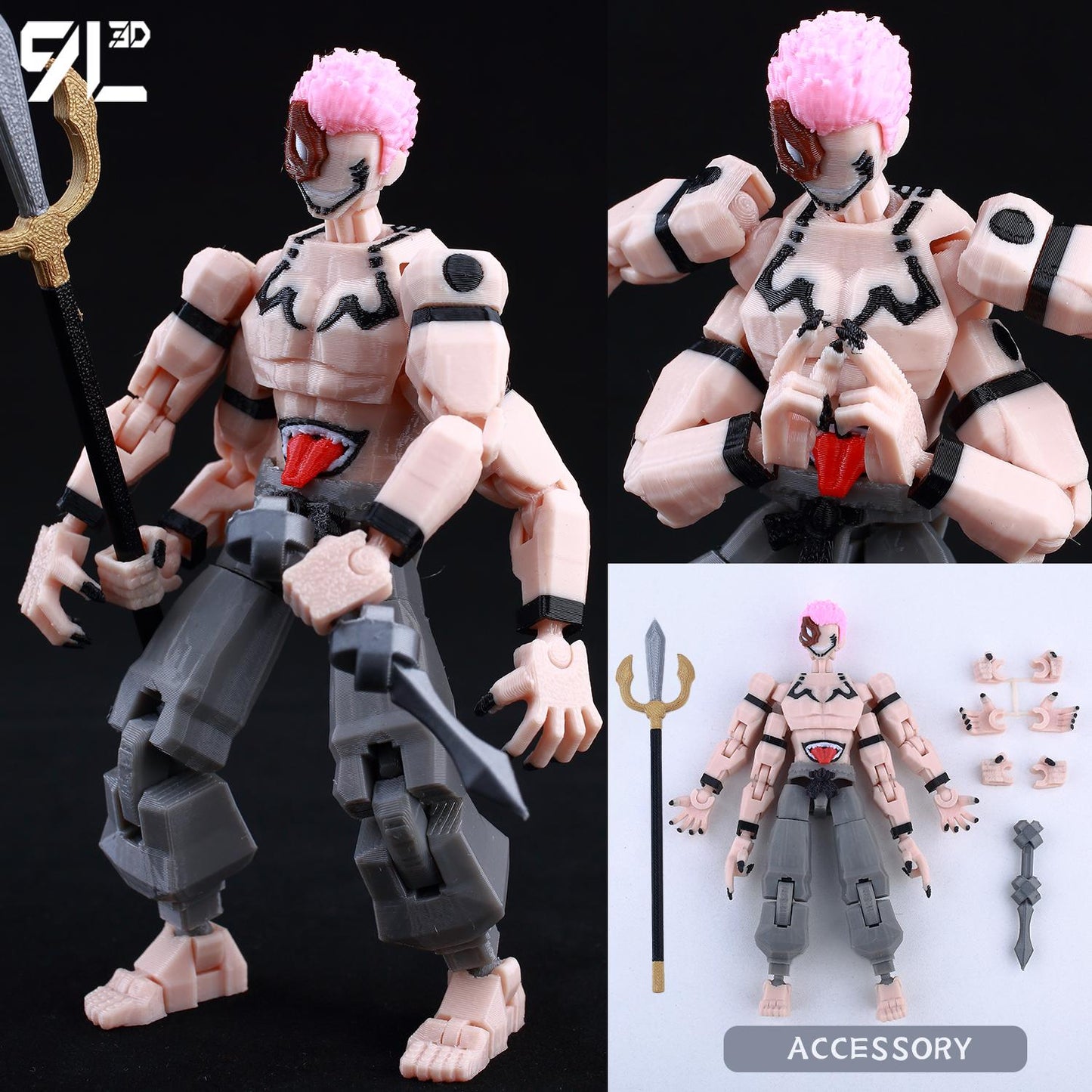 3D Printed Articulated Toji Fushiguro Action Figure – Poseable Jujutsu Kaisen Anime Collectible Model Toy Gift for Fans