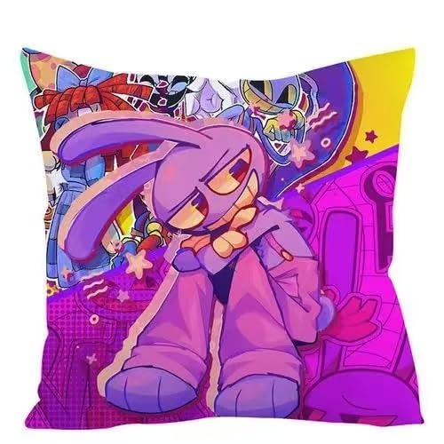 TADC-Series AMZ Digital Circus-Themed Pillow – Cute Pomnii Double-Sided Cushion Plush, 17.7 inch Anime Gift Throw Pillow for Friends