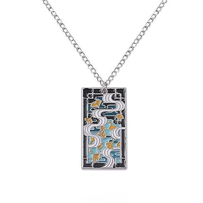 Anime-Inspired Metal Necklace – Slayer Corps Tanjiro Kamado Inosuke Hashibira Flame Hashira Theme Fashion Jewelry Gift for Fans & Cosplay