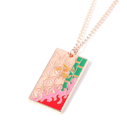 Anime-Inspired Metal Necklace – Slayer Corps Tanjiro Kamado Inosuke Hashibira Flame Hashira Theme Fashion Jewelry Gift for Fans & Cosplay