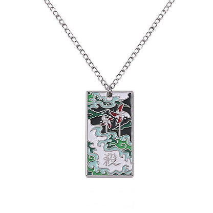 Anime-Inspired Metal Necklace – Slayer Corps Tanjiro Kamado Inosuke Hashibira Flame Hashira Theme Fashion Jewelry Gift for Fans & Cosplay