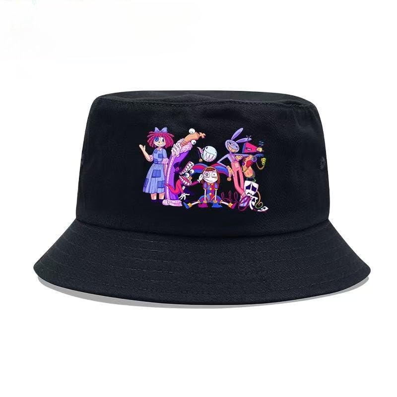 The Amazing Digital Circus Bucket Hat - 58cm (22.8") One Size Comfort Fit - TADC Full Cast Graphic Sun Cap - Black Cotton Streetwear