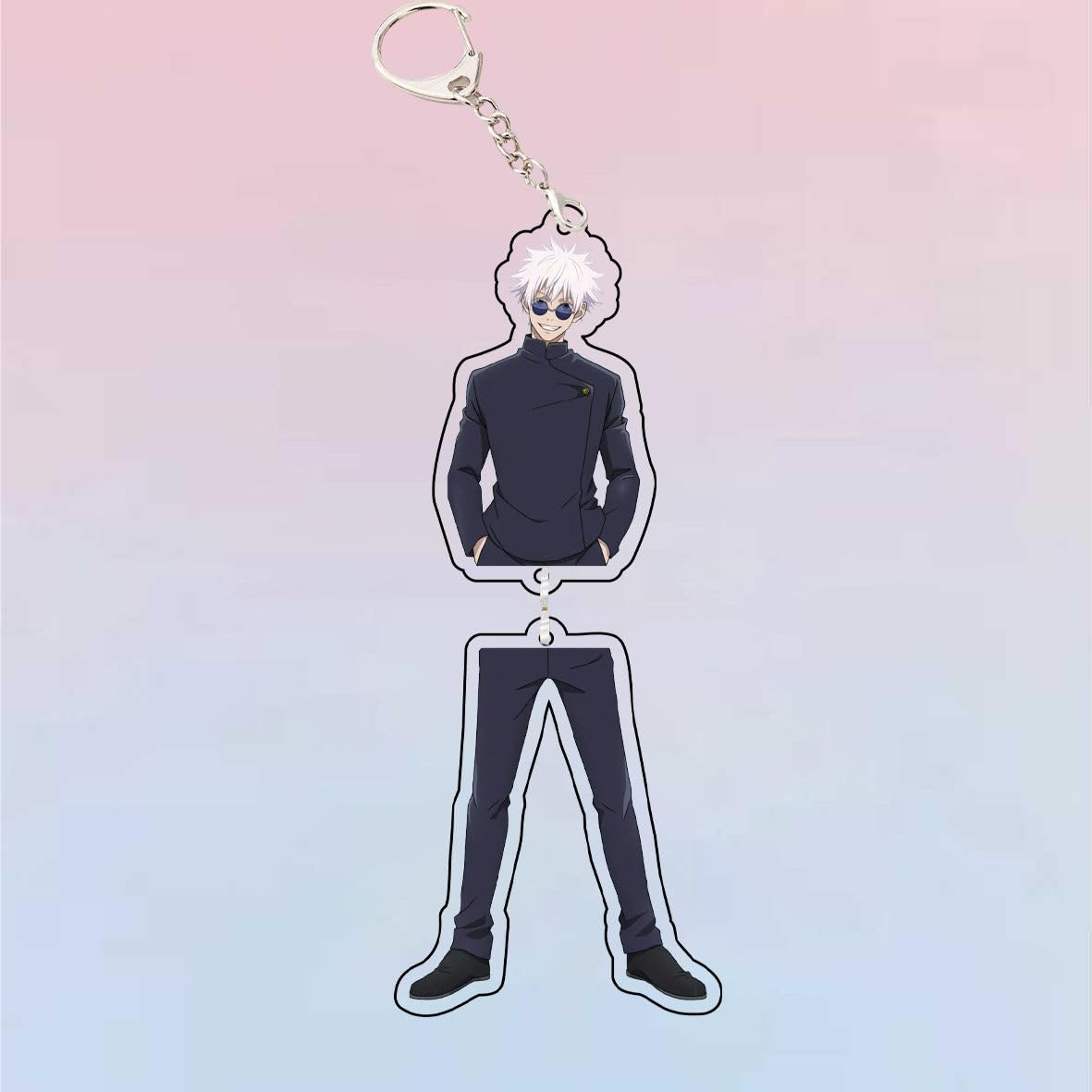 Creative Gojo Satoru Waist-Split JJK Keychain – Handmade Anime Pendant Gift for Friends