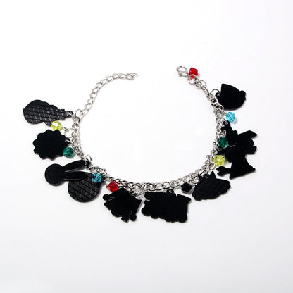 The Amazing Digital Circus Charm Bracelet - TADC Pomni, Jax & Caine Enamel Wristlet - Silver-Tone Metal Jewelry with Character Pendants & Colorful Beads - Gift for Teens & Fans