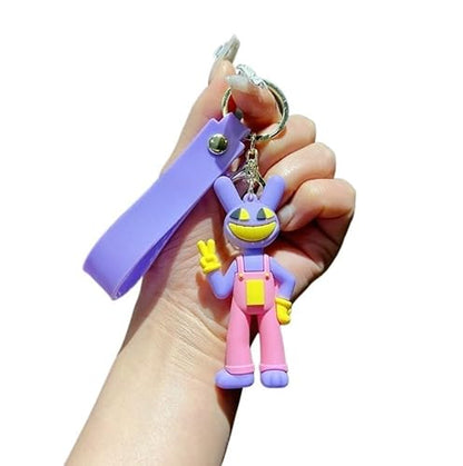 The Amazing Digital Circus 3D Pomni Keychain - TADC Silicone Jester Figure with Red Wristlet Strap - Soft Touch Character Keyring for Backpacks & Car Keys