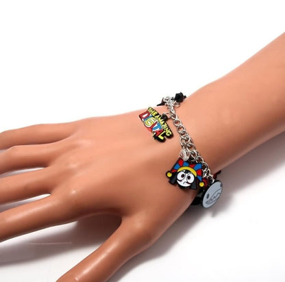 The Amazing Digital Circus Charm Bracelet - TADC Pomni, Jax & Caine Enamel Wristlet - Silver-Tone Metal Jewelry with Character Pendants & Colorful Beads - Gift for Teens & Fans