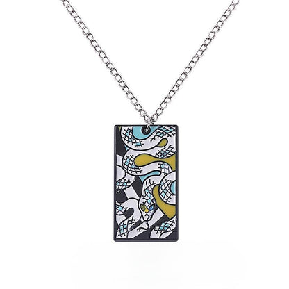 Anime-Inspired Metal Necklace – Slayer Corps Tanjiro Kamado Inosuke Hashibira Flame Hashira Theme Fashion Jewelry Gift for Fans & Cosplay