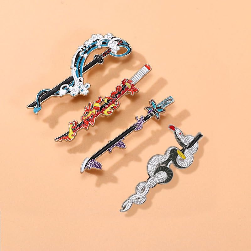 Anime-Inspired Metal Badge Pin – Slayer Corps Weapon & Breathing Style Giyu Tomioka Kanao Tsuyuri Design, Fashion Accessory Gift for Fans