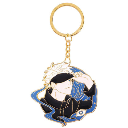 Anime Sorcery School Keychain Set – Blue Infinity, Gojo Satoru, Itadori Yuji, Toji, Nanami,  Metal Charms Pendant for Fans