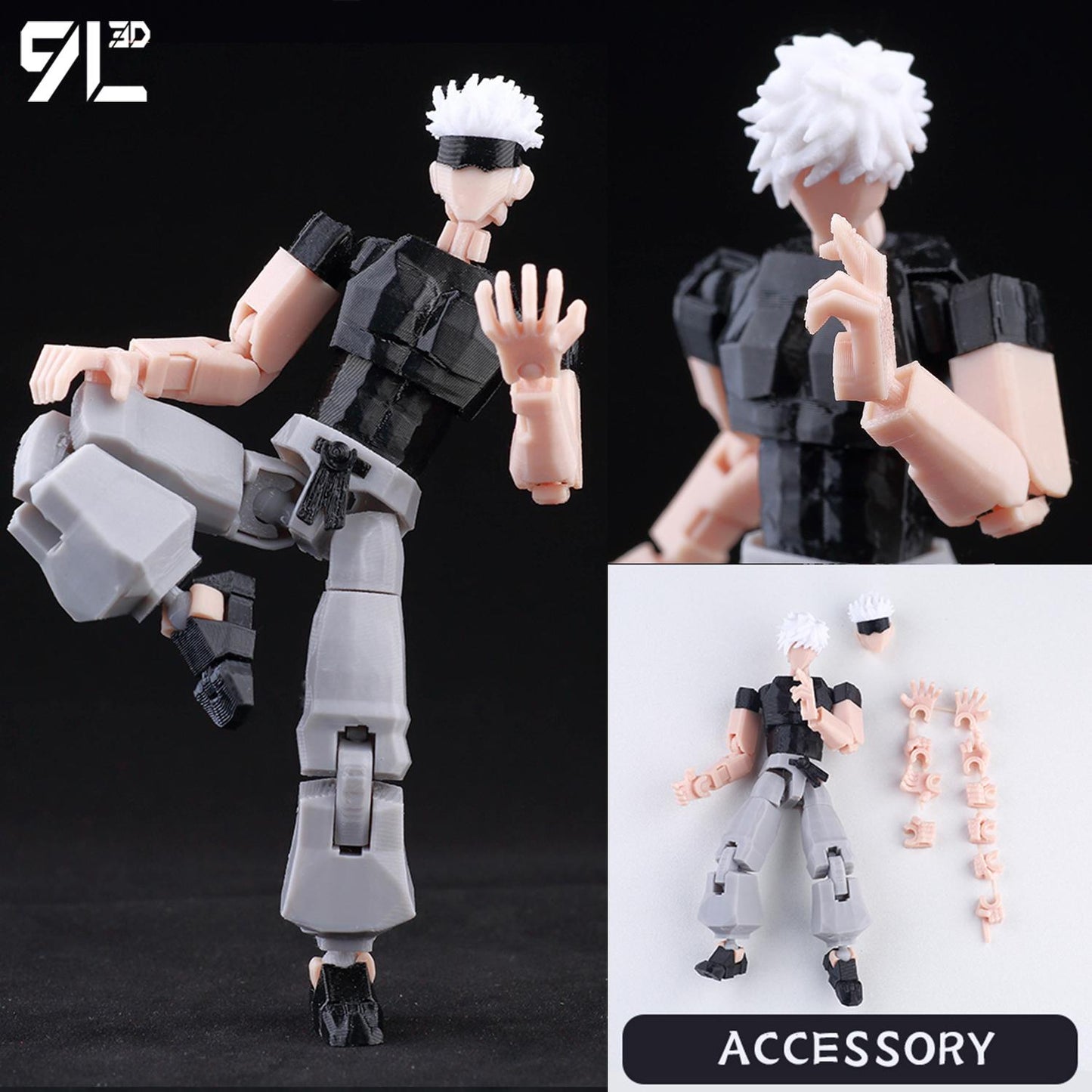 3D Printed Articulated Toji Fushiguro Action Figure – Poseable Jujutsu Kaisen Anime Collectible Model Toy Gift for Fans