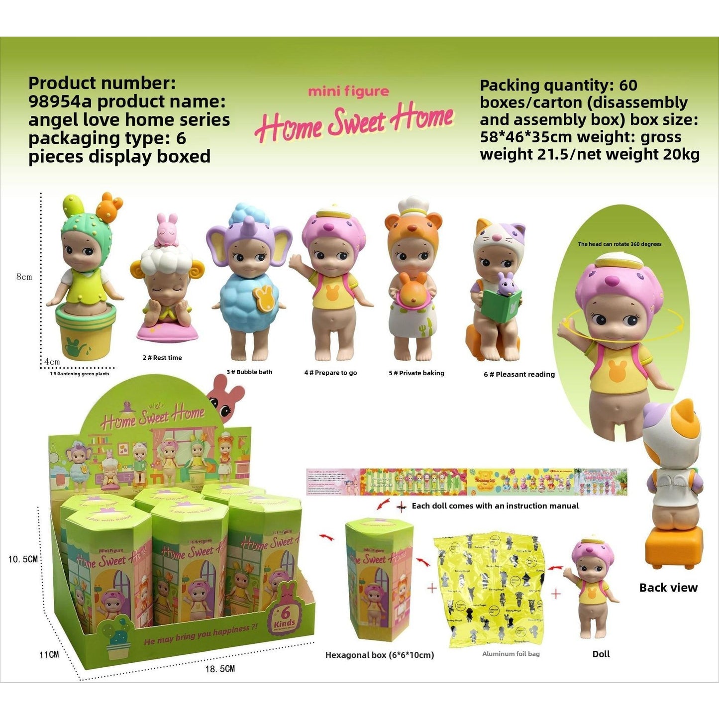 Angel Resting Pose Blind Box – Sonny Bug's Word Series,Kawaii Desk Decor Figure,Cute Cupid Desk Ornament & Phone Decoration Anime-Style Collectible Figure Toy Gift